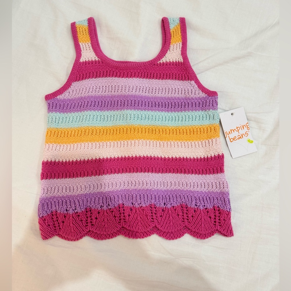 jumping beans Pink, Lavender, Mint & Yellow Striped Crochet Tank